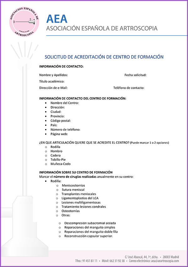 Solicitud de acreditación de Centro de Formación