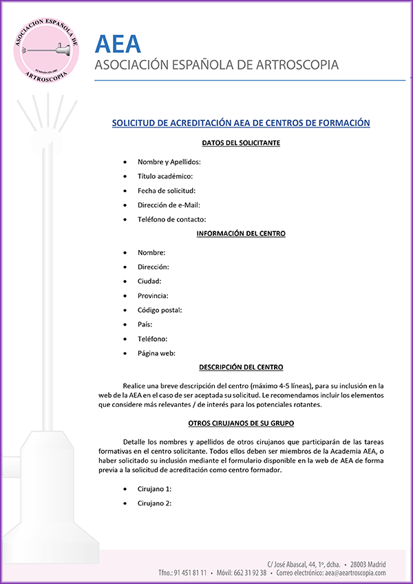 Solicitud Centro Formador AEA
